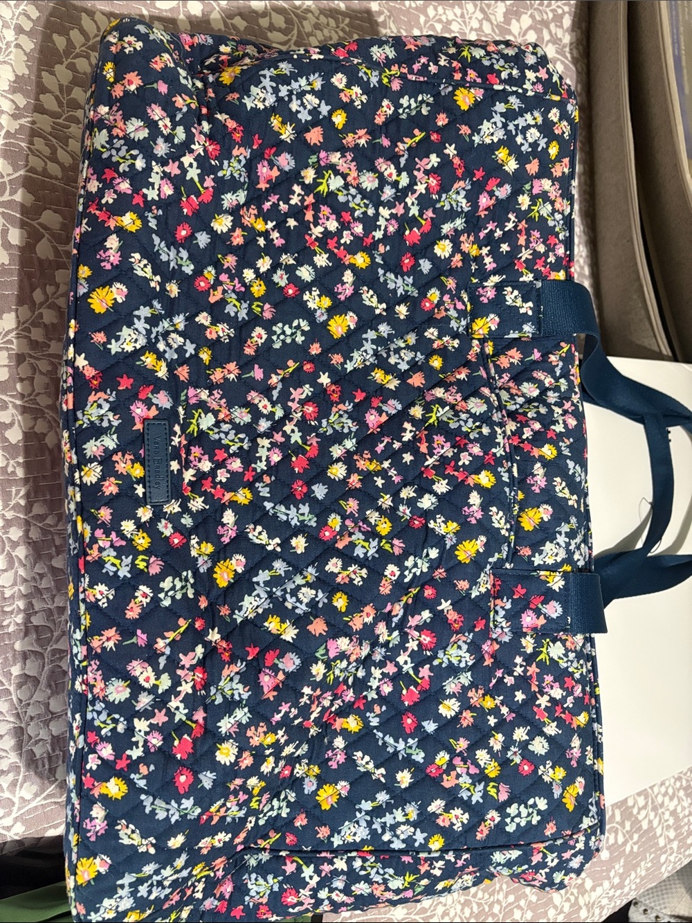 Vera Bradley Navy Floral Quilted Travel Tote